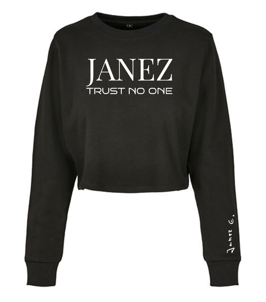 Crop Sweatshirt "Trust No One" schwarz