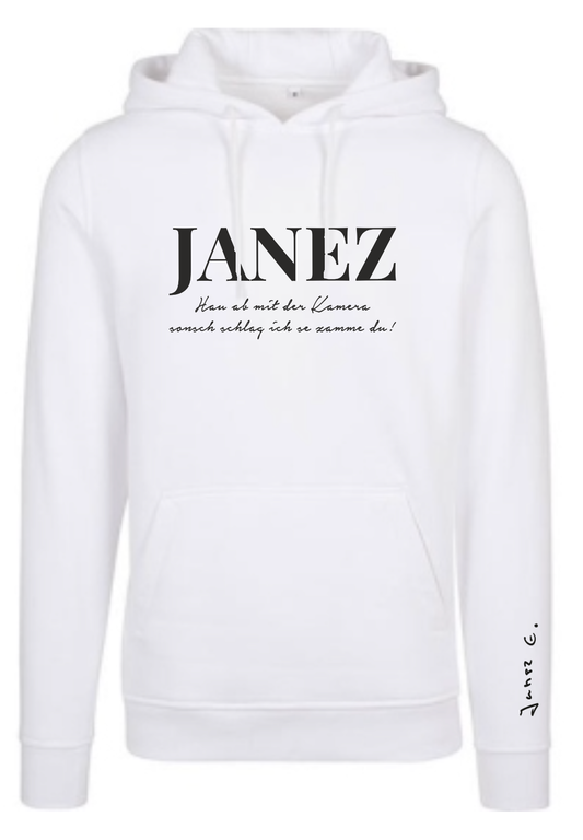 Heavy Hoodie "Hau ab mit der Kamera" weiss