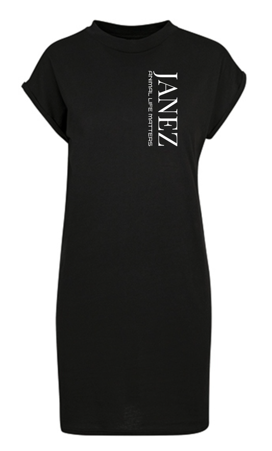 Kleid Shoulder Dress "Animal Life Matters" Vertikal schwarz