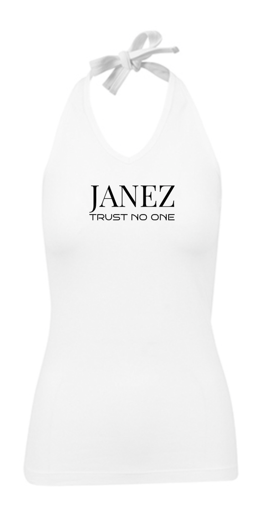 Neckholder Shirt "Trust No One" weiss