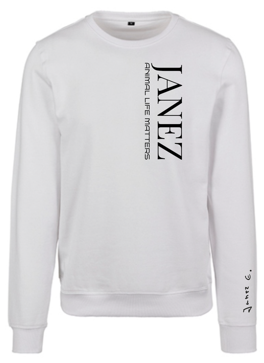 Sweatshirt Crewneck "Animal Life Matters" Vertikal weiss