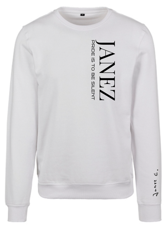 Sweatshirt Crewneck "Pride Is To Be Silent" Vertikal weiss