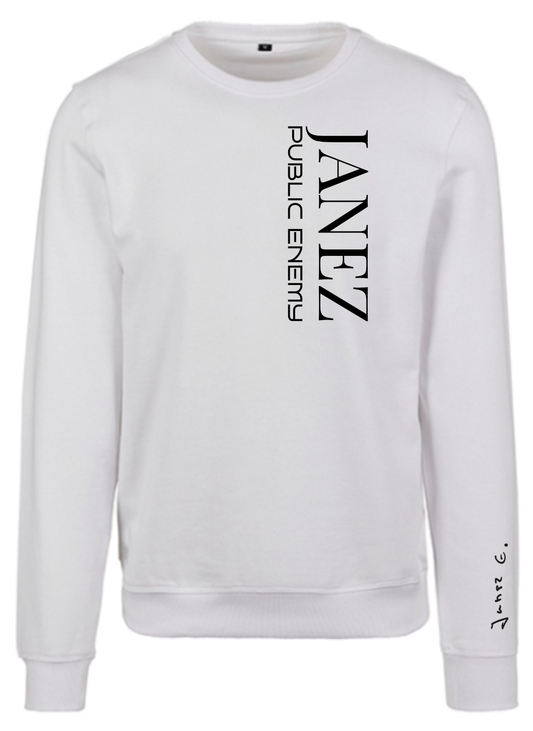 Sweatshirt Crewneck "Public Enemy" Vertikal weiss