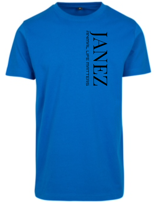 Round Neck T-Shirt "Animal Life Matters" Vertikal blau